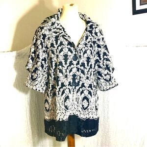 Saint Gil Paris Black & White Print Cardigan Size L